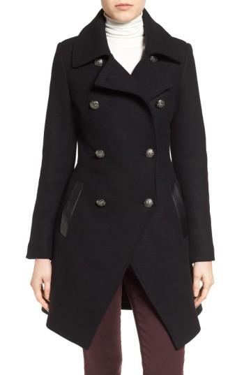 Women's Trina Turk Wool Blend Military Coat - Black