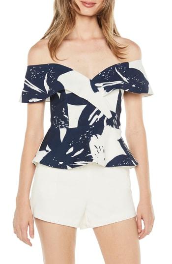 Women's Bardot Bella Off The Shoulder Peplum Top - Blue