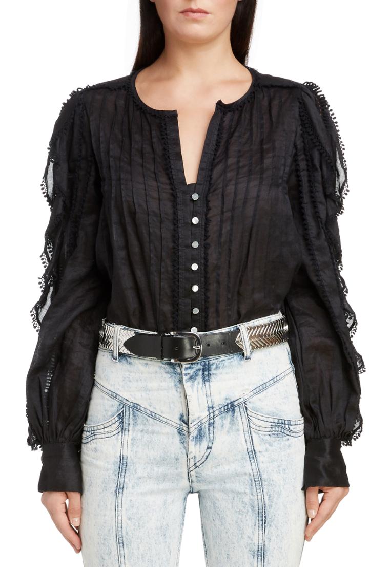 Women's Isabel Marant Crochet Trim Top Us / 34 Fr - Black
