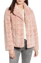 Petite Women's Kristen Blake Quilted Faux Fur Jacket P - Pink