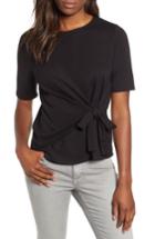 Women's Gibson Tie Front Ponte Knit Tee - Black