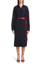 Women's Victoria Beckham Belted Silk Shirtdress - Blue