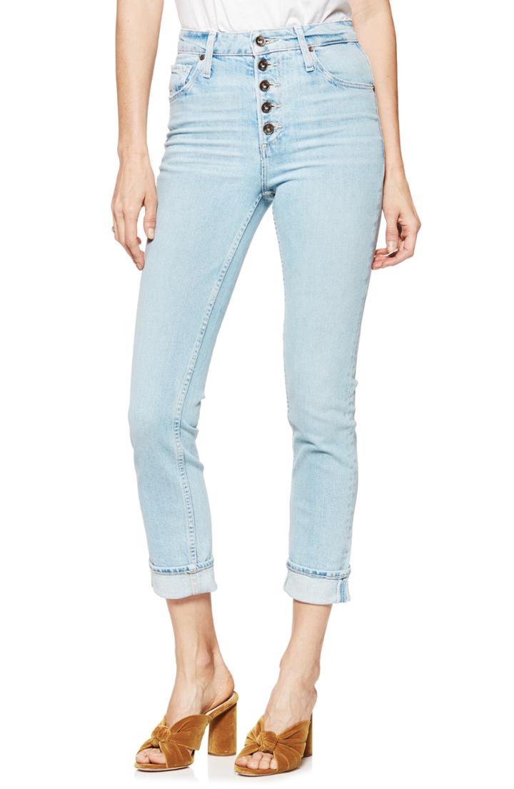 Women's Paige Sarah Button Fly High Waist Slim Jeans
