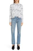 Women's Balenciaga Jacquard Stripe Logo Sweater - White