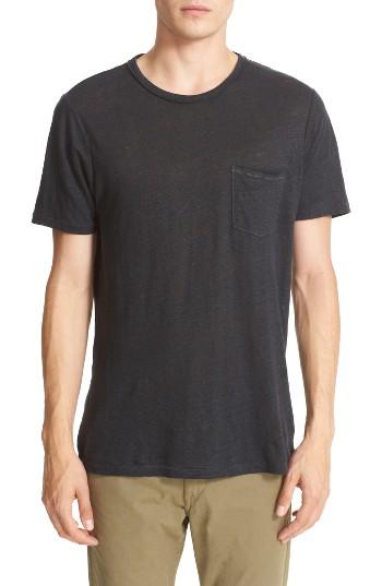 Men's Rag & Bone Owen Slub Linen T-shirt, Size - Black