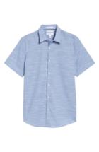Men's Calilbrate Slim Fit Slub Woven Shirt, Size - Blue