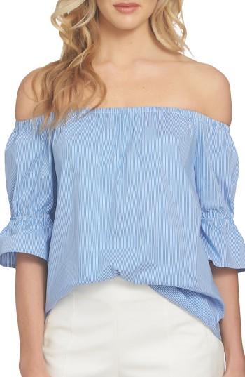 Women's 1.state Smocked Sleeve Off The Shoulder Top - Blue