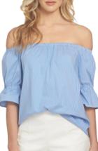 Women's 1.state Smocked Sleeve Off The Shoulder Top - Blue