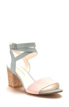 Women's Shoes Of Prey Cork Mid Heel Sandal .5 B - Grey