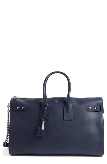 Saint Laurent Large Sac Du Jour Leather Duffel Tote - Grey