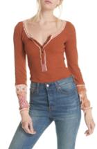 Women's We The Free By Free People Railroad Henley Top - Orange