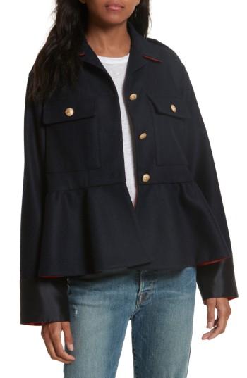 Women's Harvey Faircloth Wool Blend Flannel Peplum Jacket