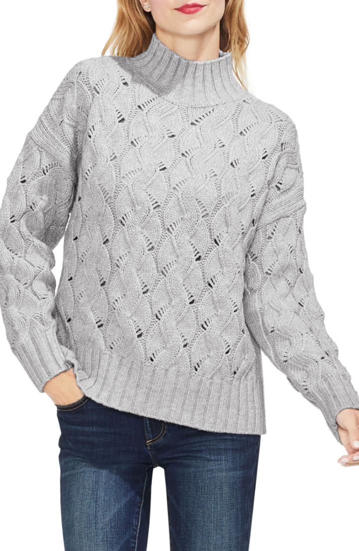 Women's Vince Camuto Texture Stitch Mock Neck Sweater - White