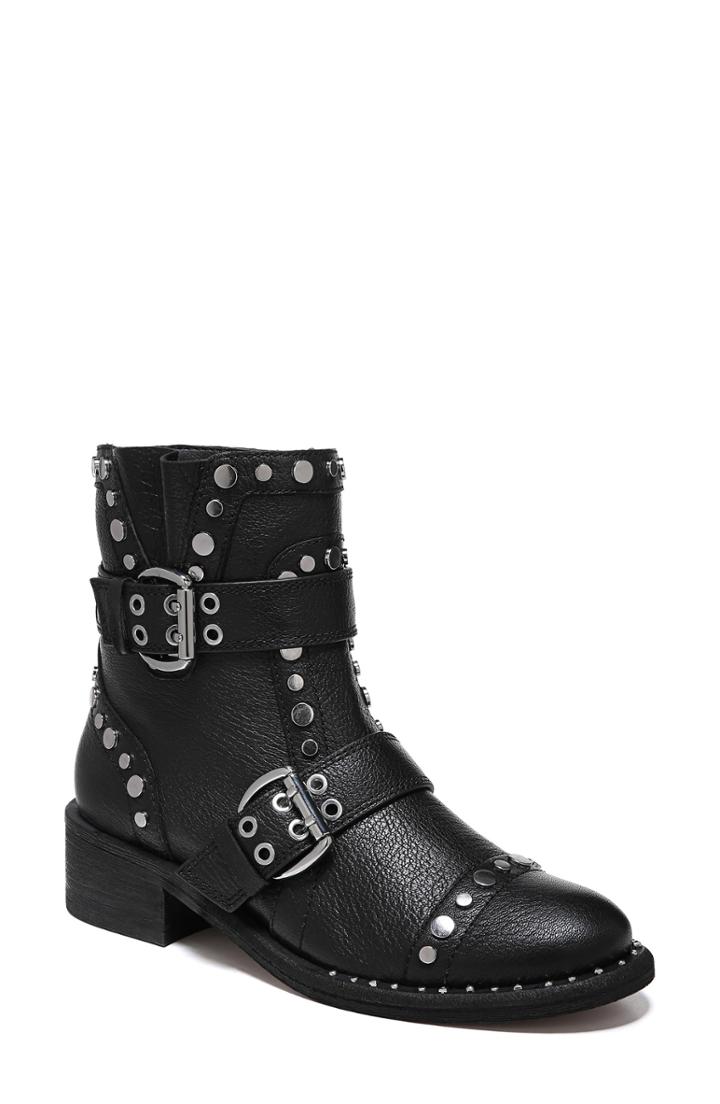 Women's Sam Edelman Drea Stud Moto Boot .5 M - Black