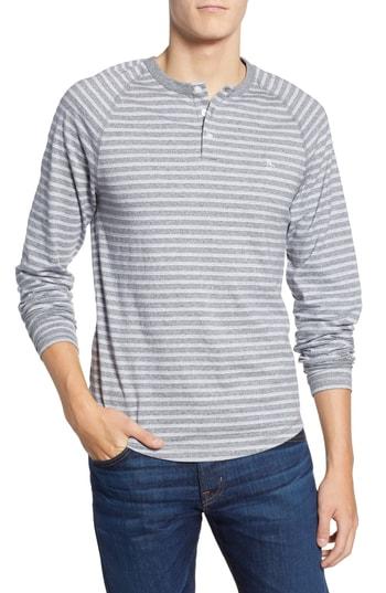 Men's Original Penguin Striped Long Sleeve Henley - Black