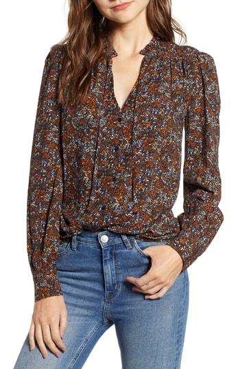 Women's Hinge Tie Neck Blouse, Size - Brown