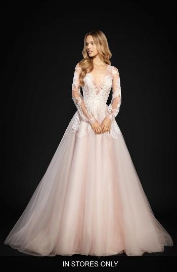 Women's Hayley Paige Winnie Long Sleeve Lace & Tulle Ballgown, Size In Store Only - Ivory