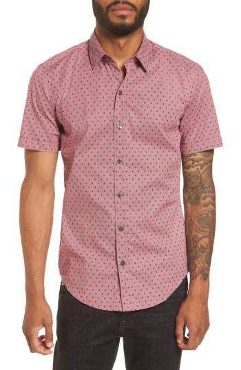 Men's Boss Robb Sharp Fit Print Sport Shirt - Red
