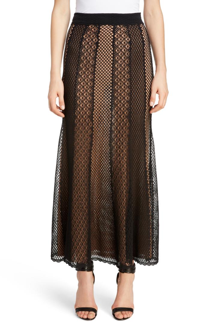 Women's Alexander Mcqueen Paneled Lace Skirt - Black