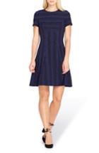 Women's Tahari Metallic Stripe Fit & Flare Dress - Blue