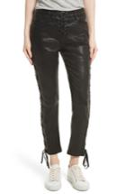 Women's Frame Lambskin Leather Lace-up Crop Pants
