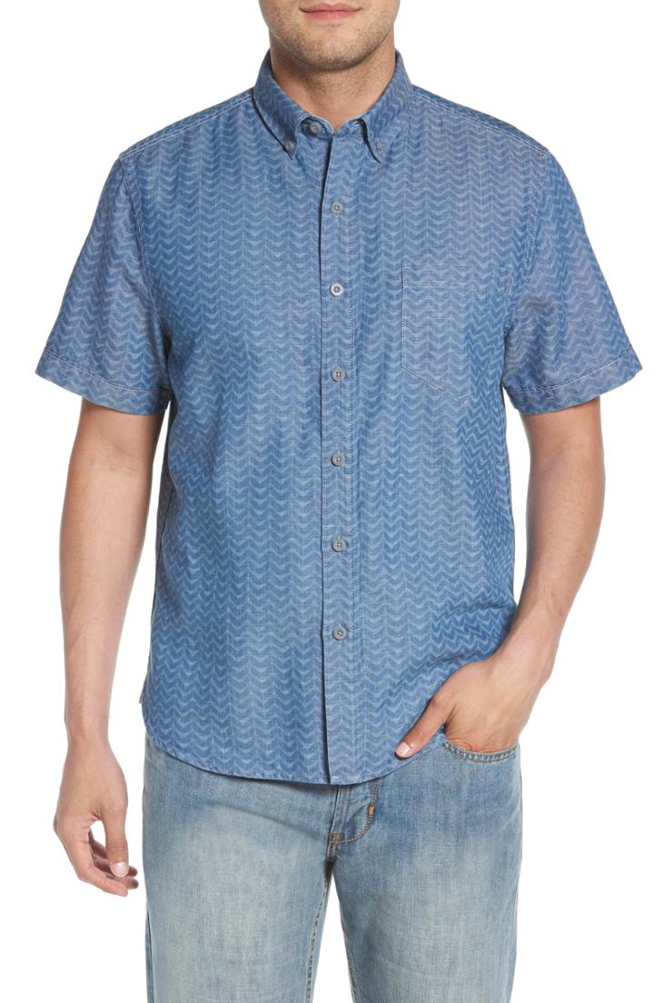 Men's Tommy Bahama Chevron Cantina Sport Shirt, Size - Blue