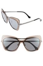 Women's Balenciaga Paris 57mm Layered Butterfly Sunglasses - Gunmetal/ Black/ Silver/ Brown