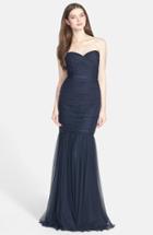 Women's Amsale Strapless Tulle Mermaid Gown - Blue