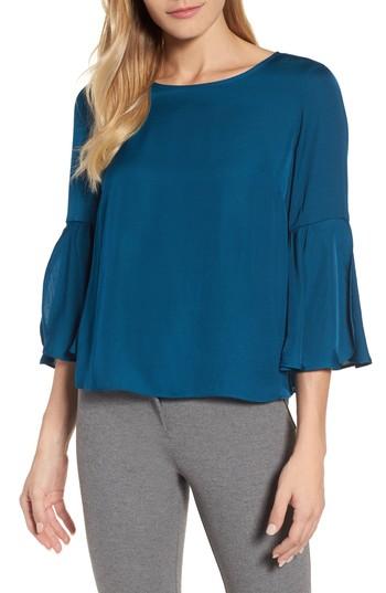 Women's Vince Camuto Hammer Satin Bell Sleeve Blouse - Blue