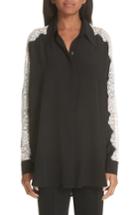 Women's Stella Mccartney Lace Sleeve Silk Blouse Us / 38 It - Black