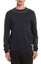 Men's Versace Collection Studded Crewneck Sweatshirt, Size - Blue