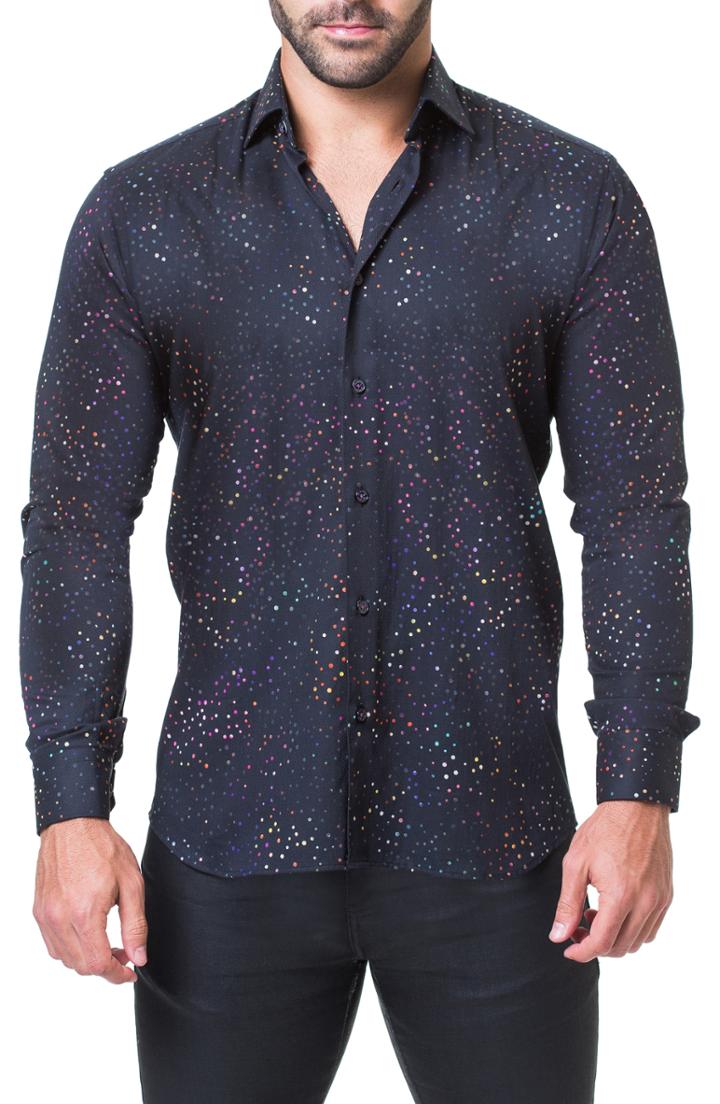 Men's Maceoo Fibonacci Celebration Trim Fit Sport Shirt (m) - Black