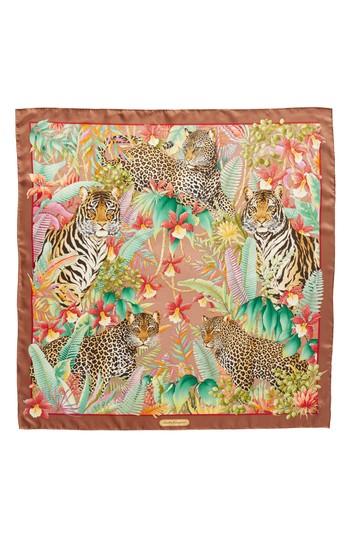 Women's Salvatore Ferragamo Fauna Iconic Animals Silk Scarf, Size - Blue