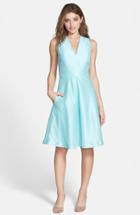 Women's Alfred Sung V-neck Dupioni Cocktail Dress - Blue