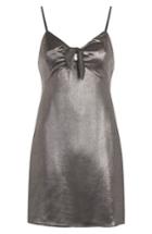 Women's Topshop Tie Front Metallic Slipdress Us (fits Like 0) - Metallic