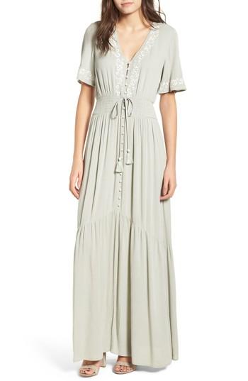 Women's Lost + Wander Athena Embroidered Maxi Dress - Green