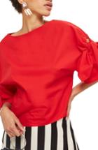 Women's Topshop Bow Sleeve Blouse Us (fits Like 0-2) - Red