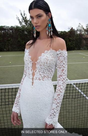 Women's Berta Plunging V-neck Long Sleeve Lace Dress, Size In Store Only - White
