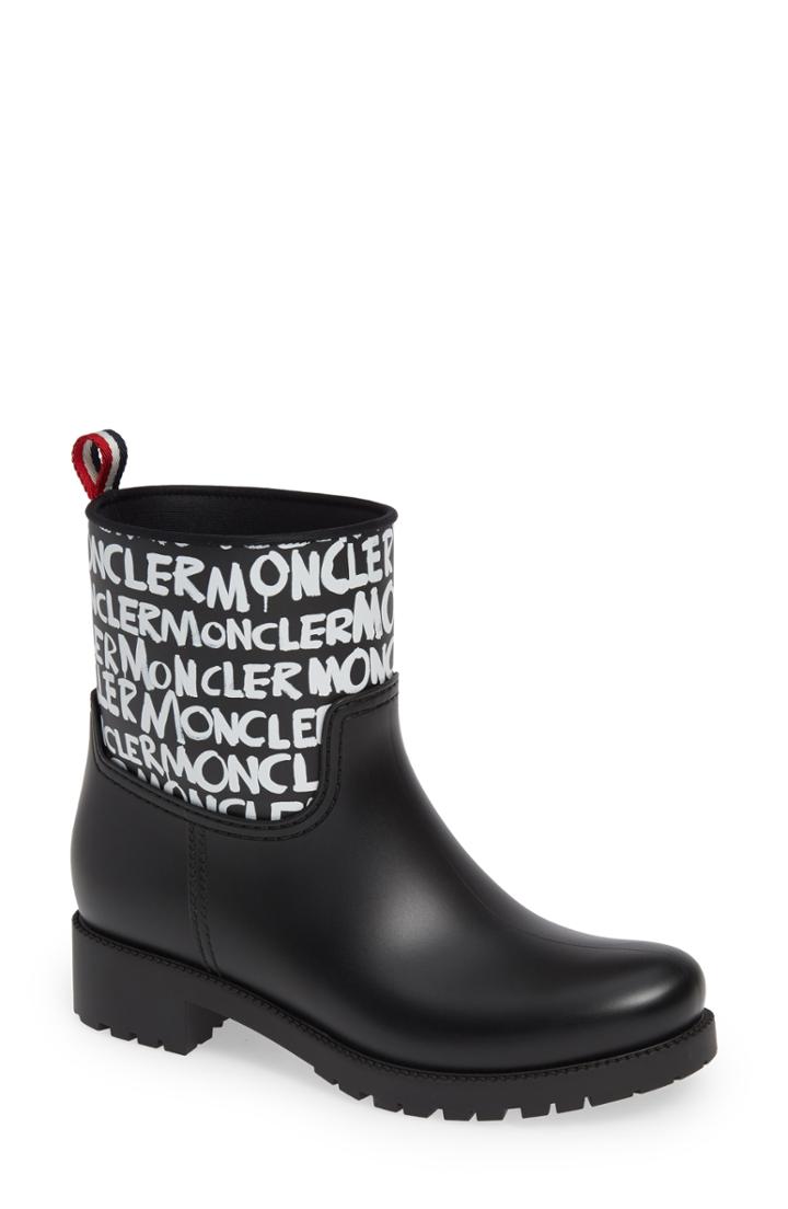 Women's Moncler Ginette Stivale Logo Waterproof Rain Boot Us / 35eu - Black