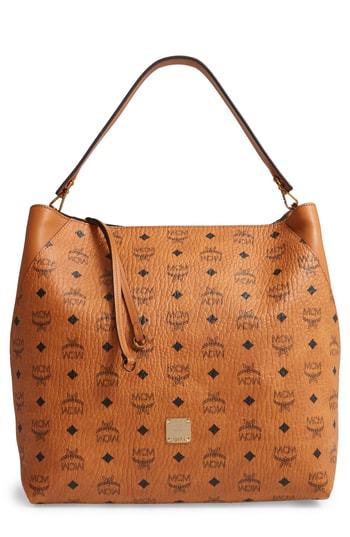 Mcm Large Klara Visetos Coated Canvas Hobo - Black
