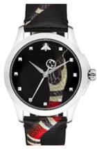Men's Gucci Snake Insignia Leather Strap Watch, 40mm