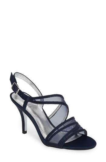 Women's Adrianna Papell Adelphi Asymmetrical Mesh Sandal .5 M - Blue