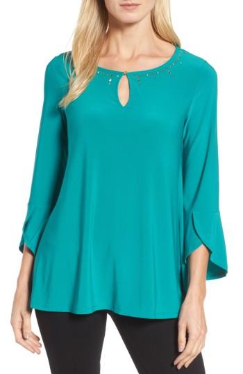 Women's Chaus Bell Sleeve Keyhole Top - Blue