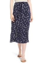 Women's Hinge Print Tie Front Midi Skirt - Blue