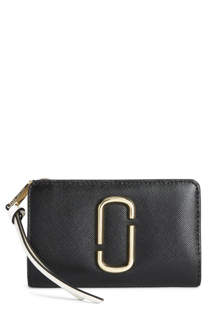 Women's Marc Jacobs Snapshot Leather Compact Wallet - Black