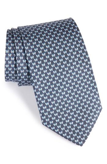 Men's Salvatore Ferragamo Bow Print Silk Tie, Size - Blue