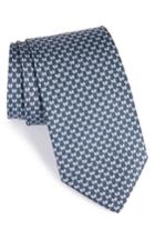 Men's Salvatore Ferragamo Bow Print Silk Tie, Size - Blue
