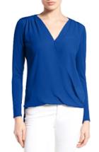 Women's Vince Camuto Georgette & Jersey Faux Wrap Blouse - Blue