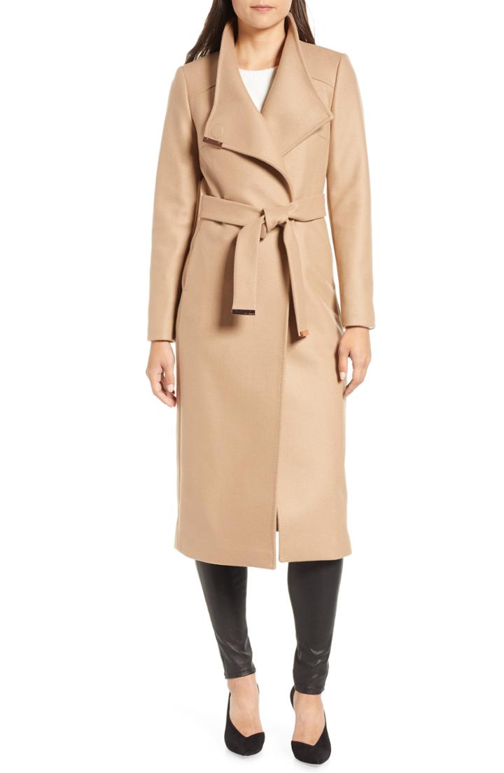 Women's Ted Baker Londer Midi Wool Wrap Coat - Black