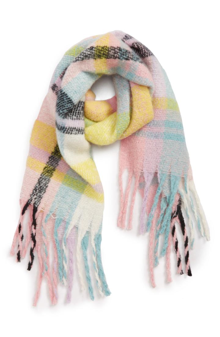 Women's David & Young Plaid Boucle Scarf